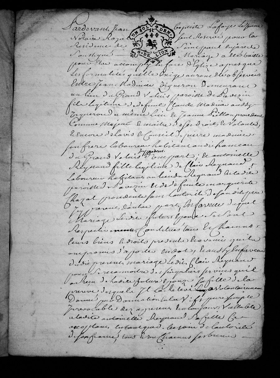 Page du registre